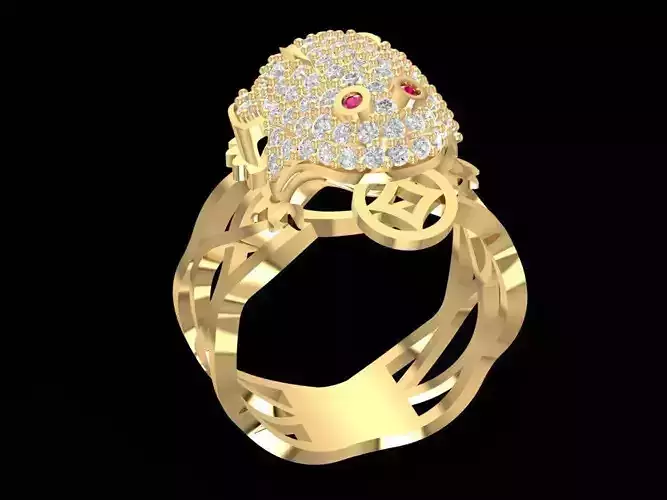 fengshui  spirit  toad with coin in mouth  ring 1523