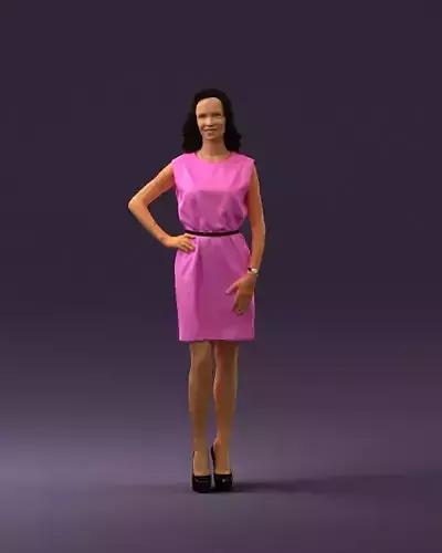 Woman in pink dress hand on hip 0849