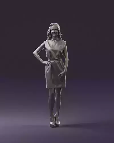 Woman in pink dress hand on hip 0849 3D Print Ready 3D print model