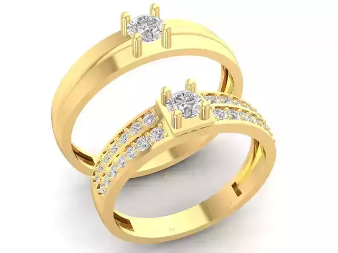 Elegant Double Band Crossover Diamond Ring 3D Model 1526