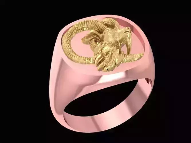 Dragon Head Signet Ring for Men 1529 3D print model