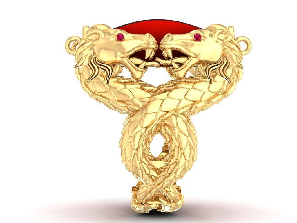 4 dragons ring 1535 3D print model_1