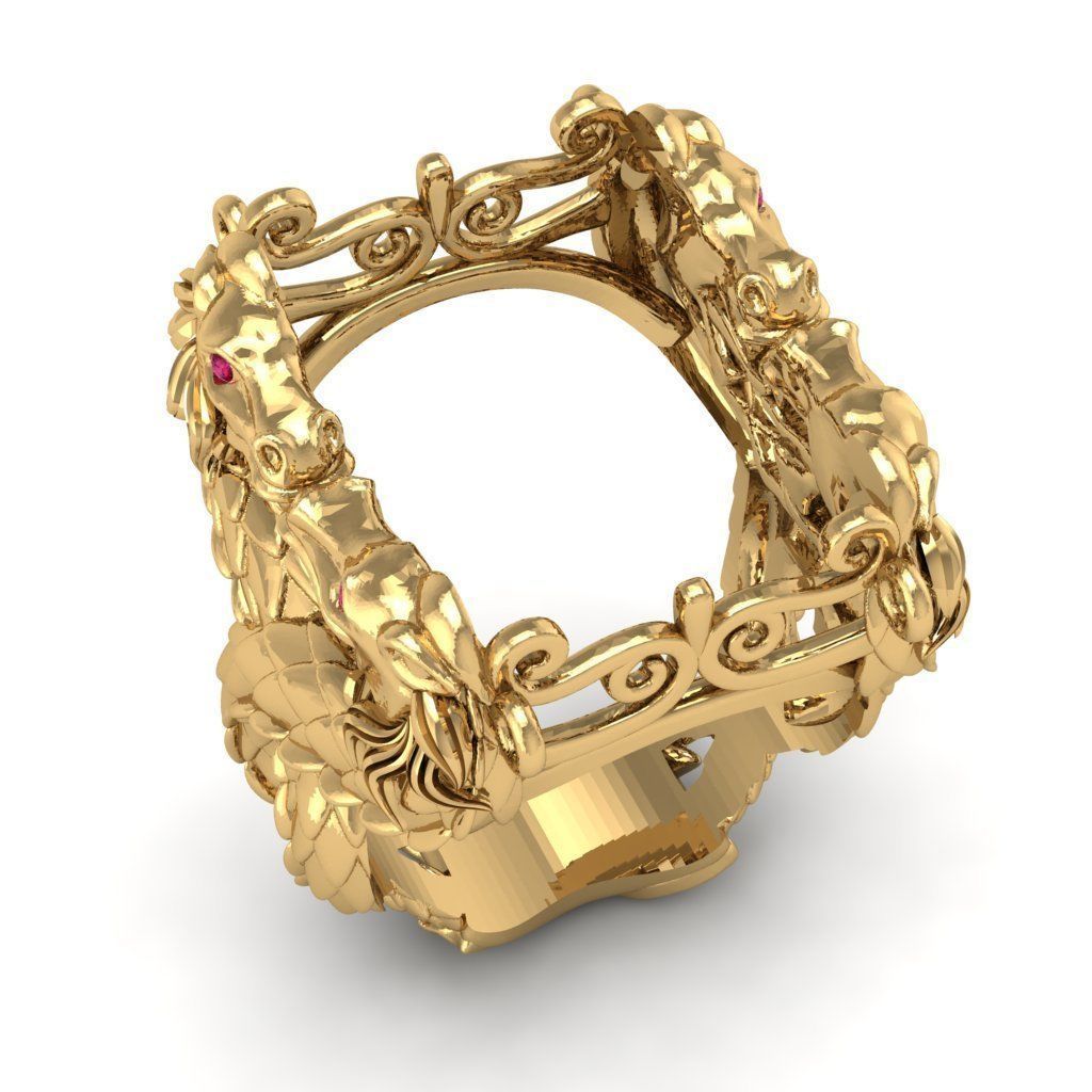 4 dragons ring 1535 3D print model_7