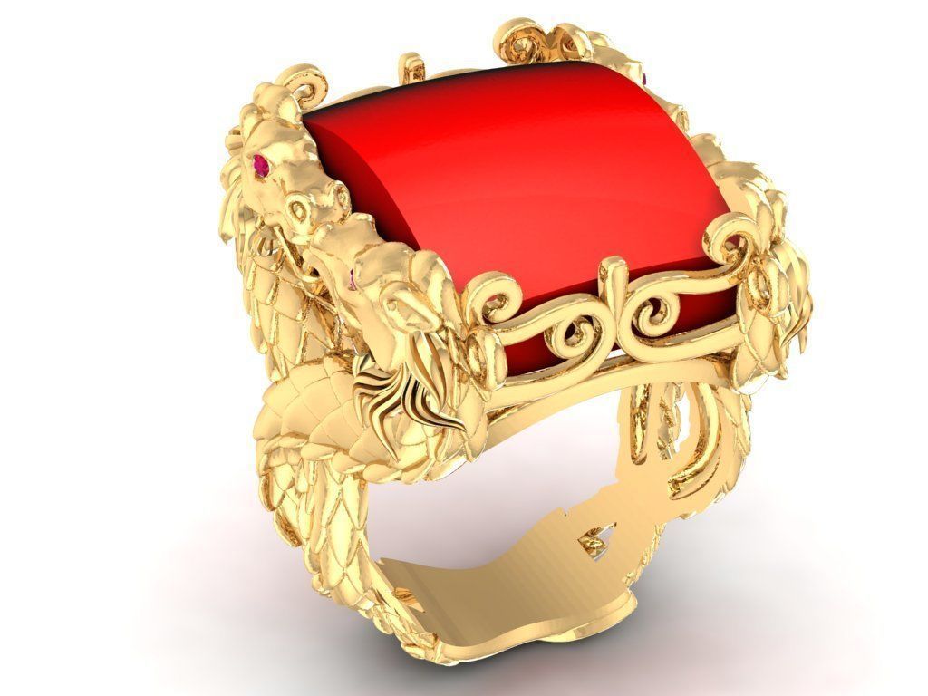 4 dragons ring 1535 3D print model_2