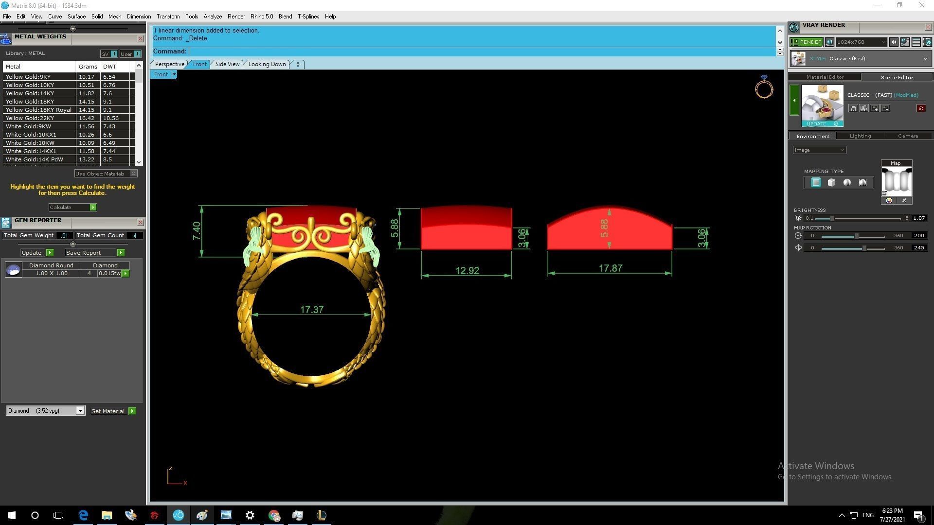 4 dragons ring 1535 3D print model_10
