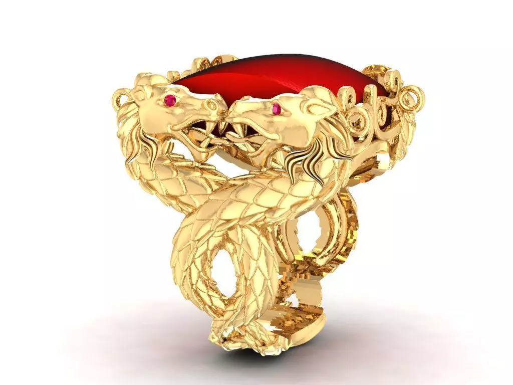 4 dragons ring 1535 3D print model_0