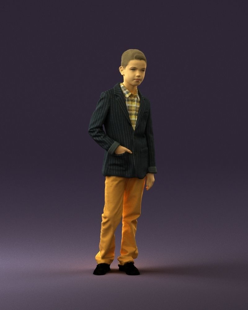 Youngboy in blue stripped suit top 0847 3D model_2