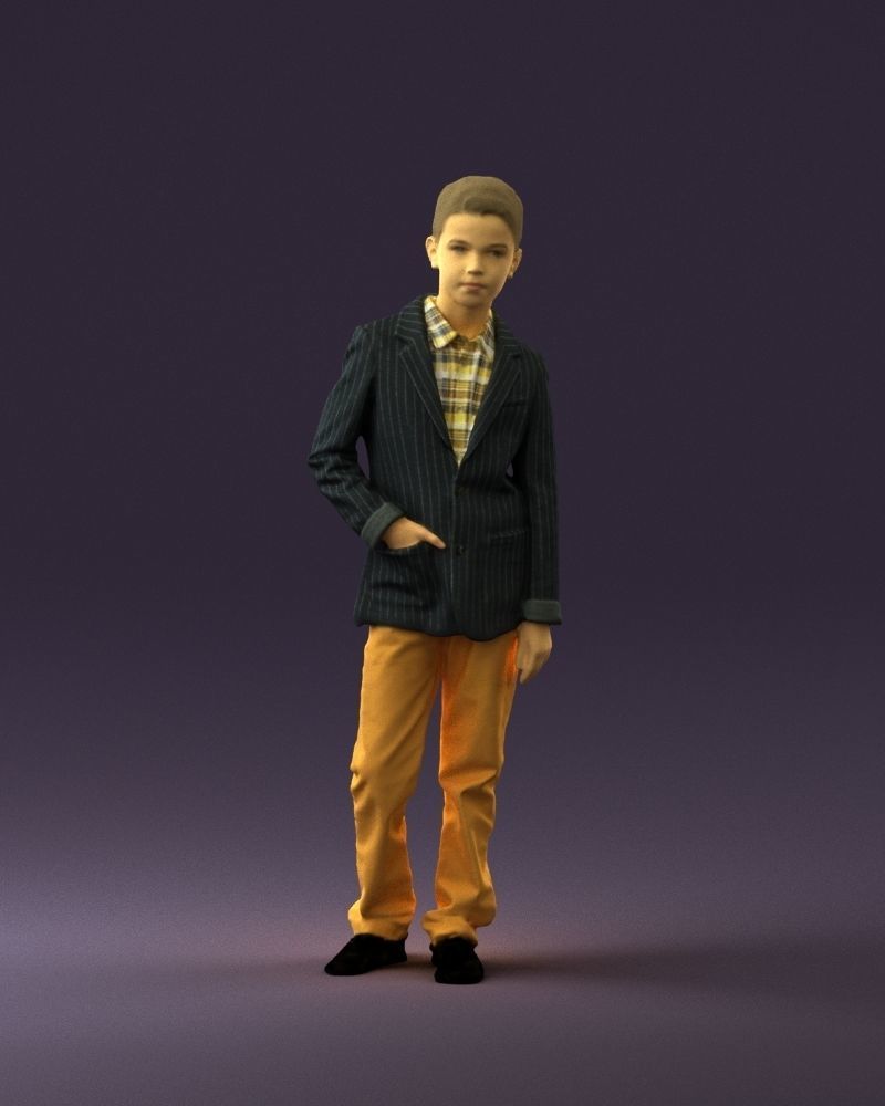 Youngboy in blue stripped suit top 0847 3D model_1