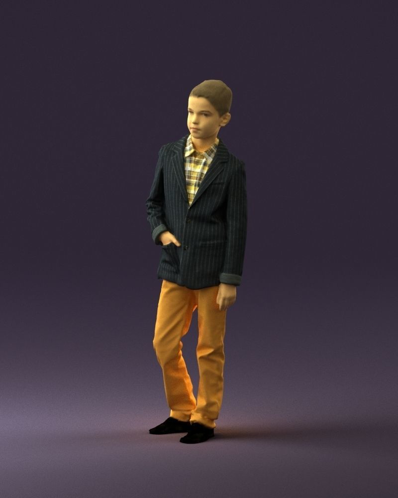 Youngboy in blue stripped suit top 0847 3D model_10