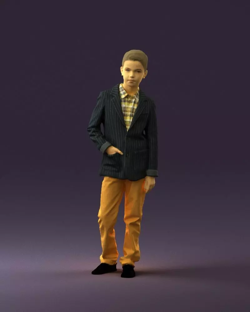 Youngboy in blue stripped suit top 0847 3D model_0