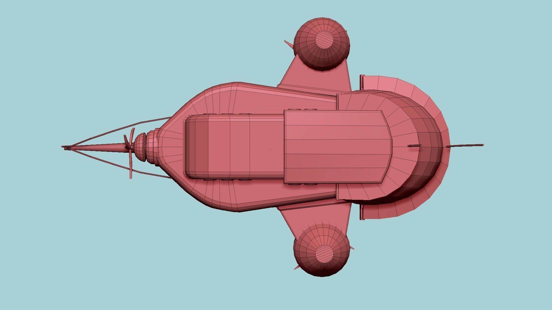 Cartoon Airship 08 - Gold Pirate - Low Poly Ship Low-poly 3D model_21