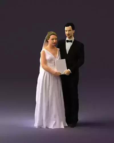 Man and woman in wedding dresses 0873