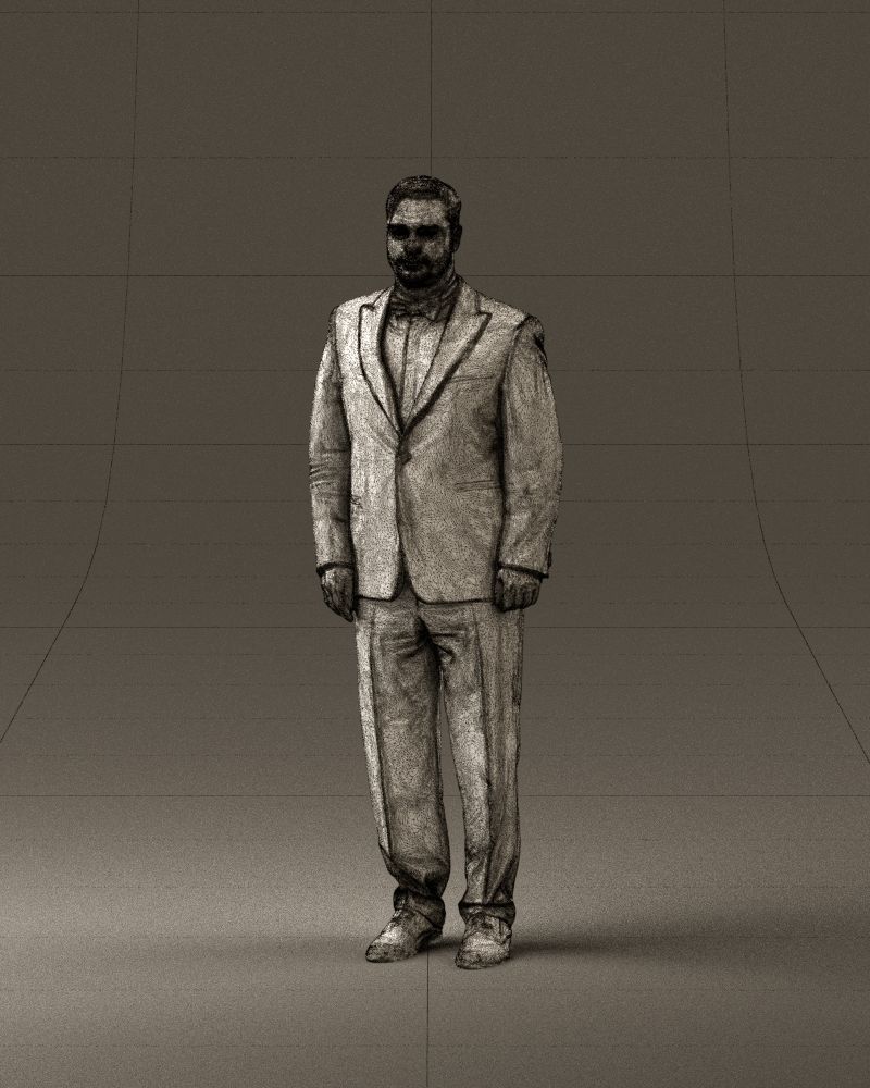 Man in black suit butterfly tie 0864 3D Print Ready 3D print model_35