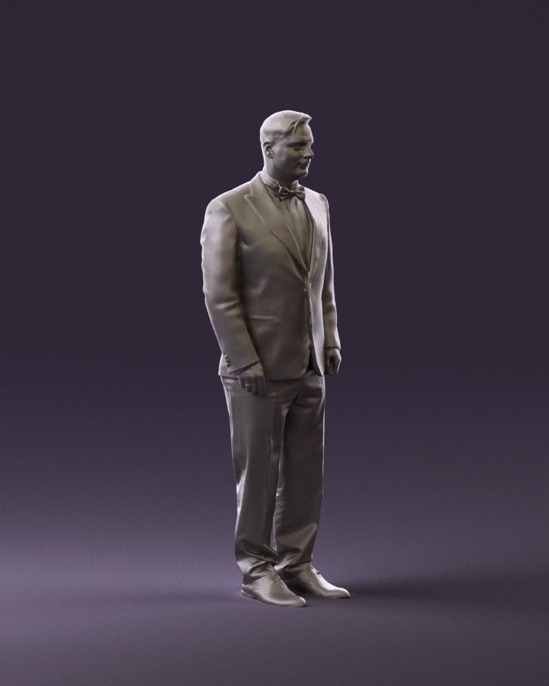 Man in black suit butterfly tie 0864 3D Print Ready 3D print model_3