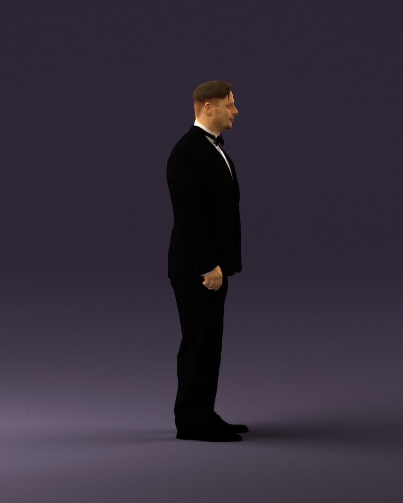 Man in black suit butterfly tie 0864 3D Print Ready 3D print model_16