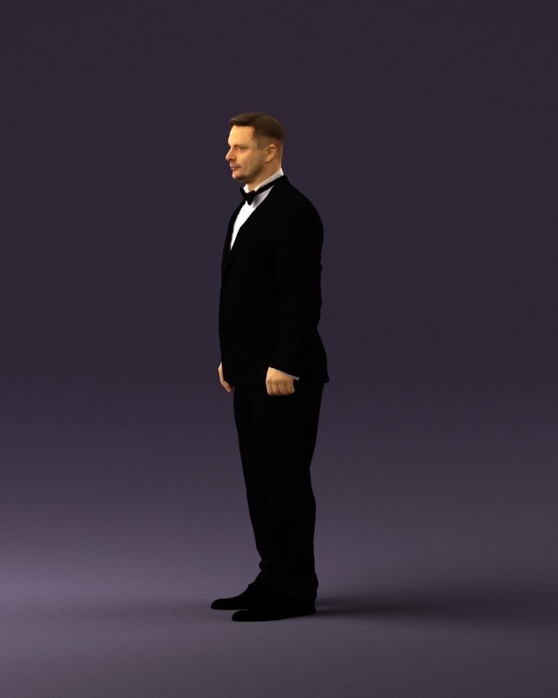 Man in black suit butterfly tie 0864 3D Print Ready 3D print model_21