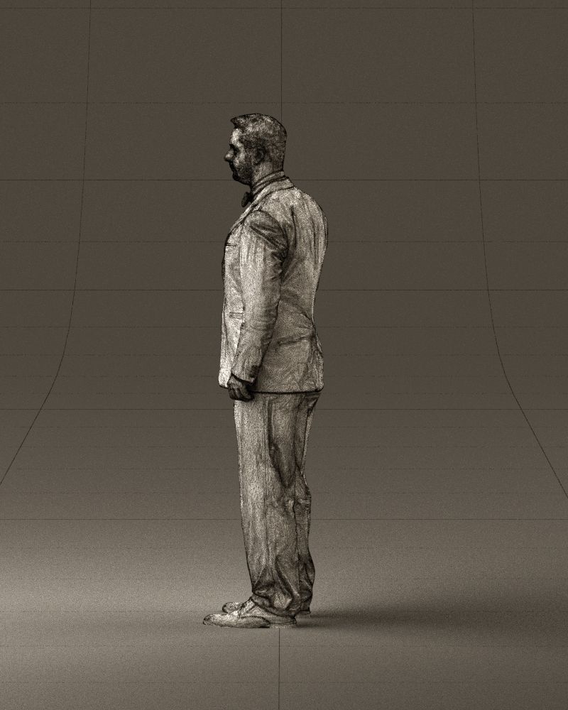 Man in black suit butterfly tie 0864 3D Print Ready 3D print model_32