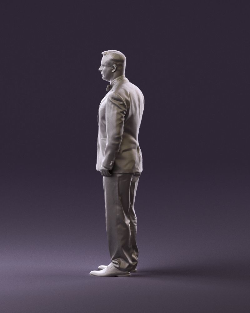 Man in black suit butterfly tie 0864 3D Print Ready 3D print model_8