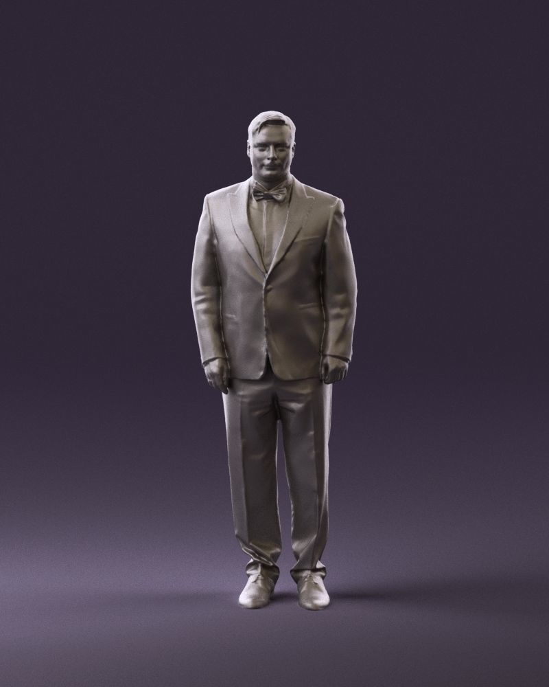 Man in black suit butterfly tie 0864 3D Print Ready 3D print model_1