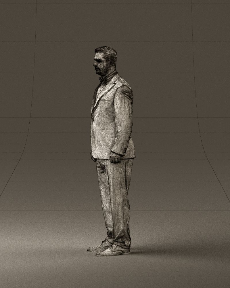 Man in black suit butterfly tie 0864 3D Print Ready 3D print model_33