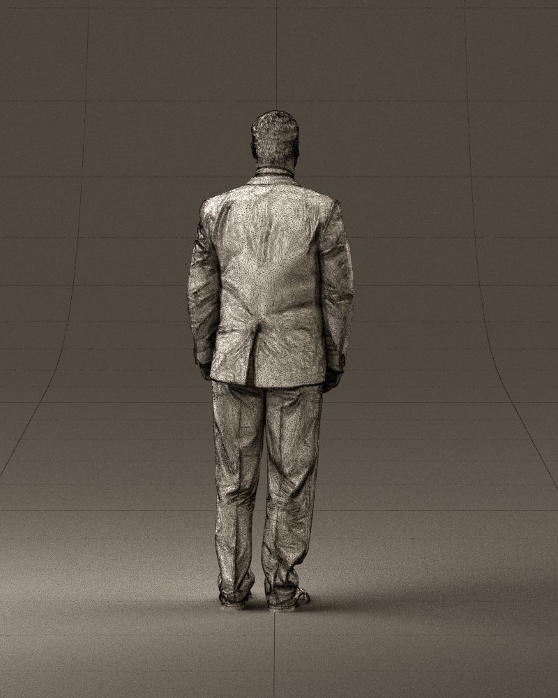 Man in black suit butterfly tie 0864 3D Print Ready 3D print model_30