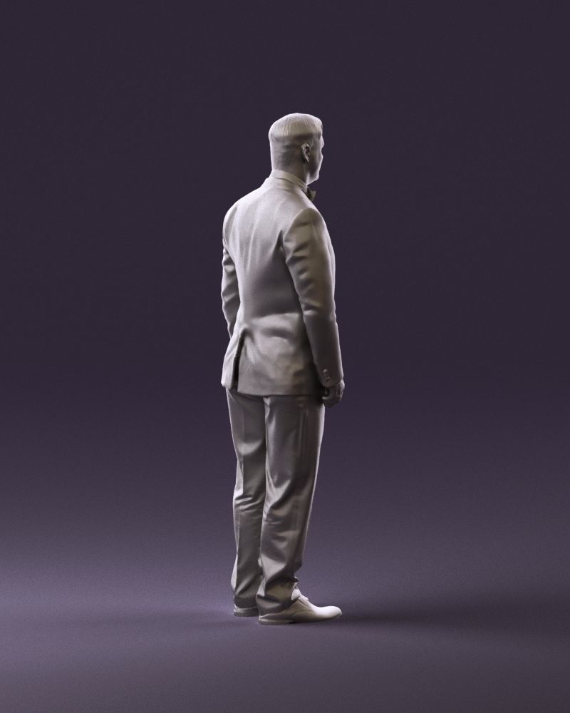 Man in black suit butterfly tie 0864 3D Print Ready 3D print model_5