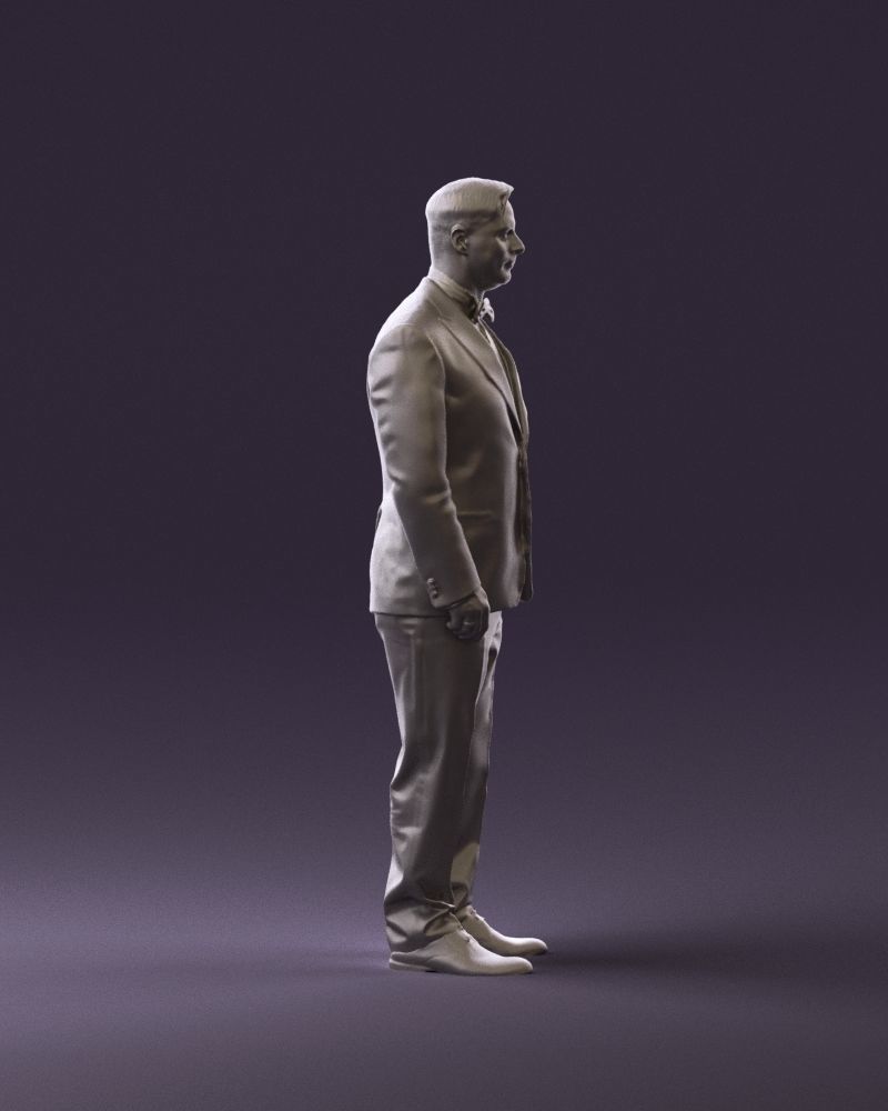 Man in black suit butterfly tie 0864 3D Print Ready 3D print model_4