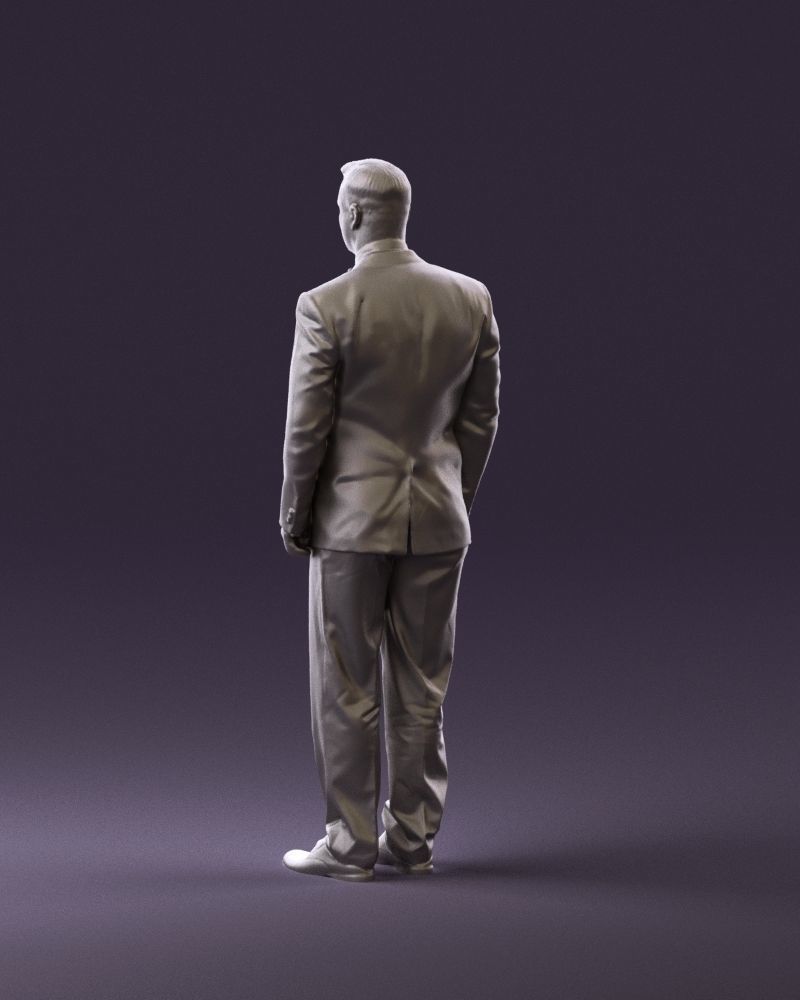 Man in black suit butterfly tie 0864 3D Print Ready 3D print model_7