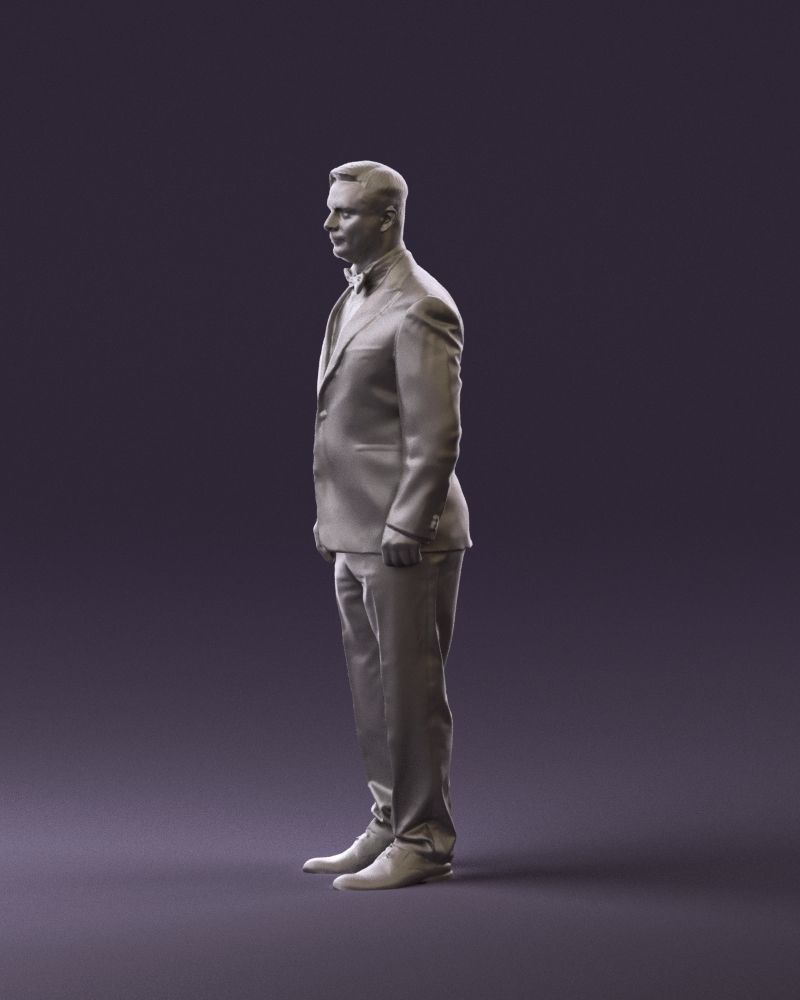 Man in black suit butterfly tie 0864 3D Print Ready 3D print model_9