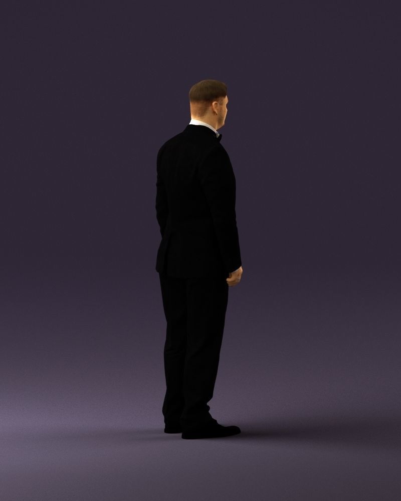 Man in black suit butterfly tie 0864 3D Print Ready 3D print model_17