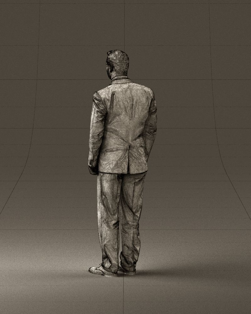 Man in black suit butterfly tie 0864 3D Print Ready 3D print model_31