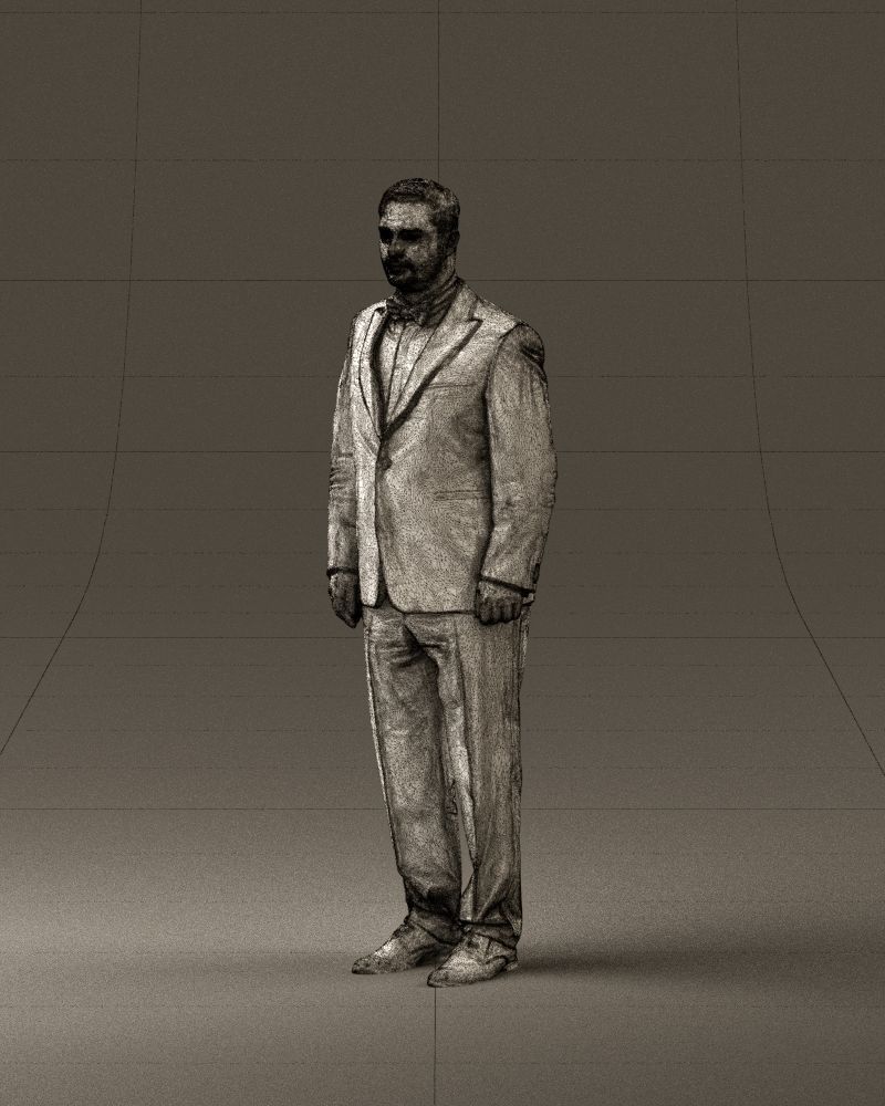 Man in black suit butterfly tie 0864 3D Print Ready 3D print model_34