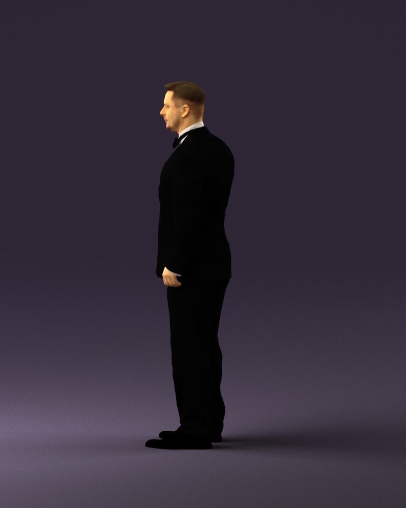 Man in black suit butterfly tie 0864 3D Print Ready 3D print model_20