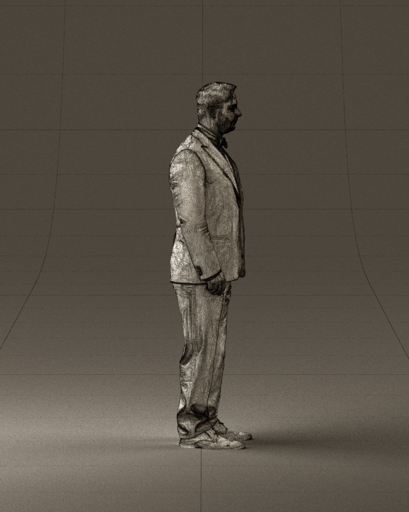 Man in black suit butterfly tie 0864 3D Print Ready 3D print model_28