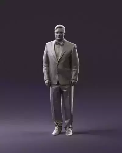 Man in black suit butterfly tie 0864 3D Print Ready