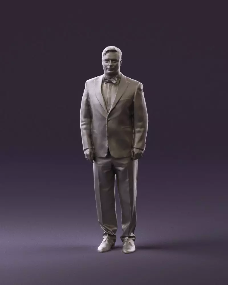 Man in black suit butterfly tie 0864 3D Print Ready 3D print model_0