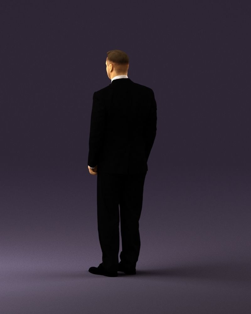 Man in black suit butterfly tie 0864 3D Print Ready 3D print model_19