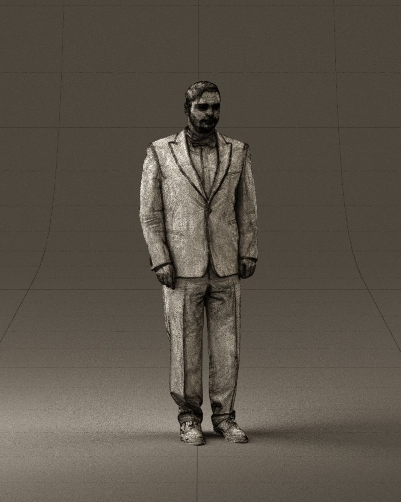 Man in black suit butterfly tie 0864 3D Print Ready 3D print model_26