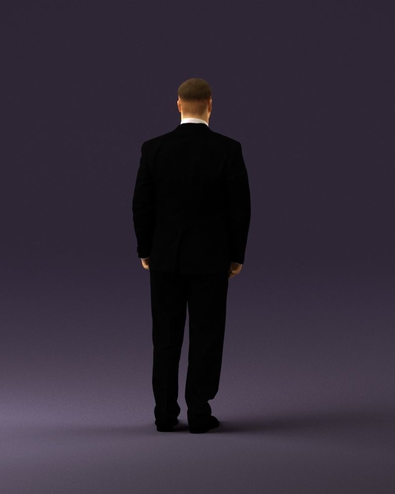 Man in black suit butterfly tie 0864 3D Print Ready 3D print model_18