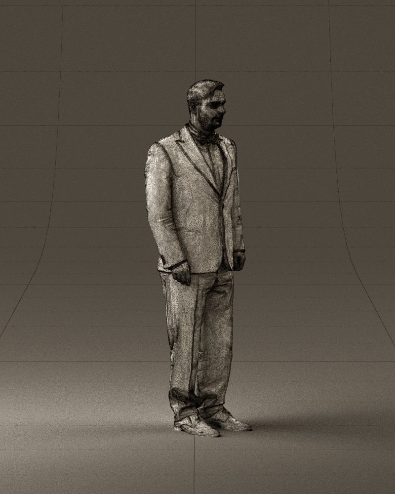 Man in black suit butterfly tie 0864 3D Print Ready 3D print model_27