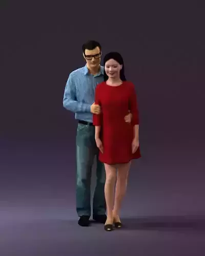 Man in glasses hug asian woman in red 0870