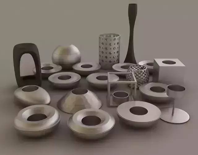 CANDLEHOLDERS---Collection candle in metal container 