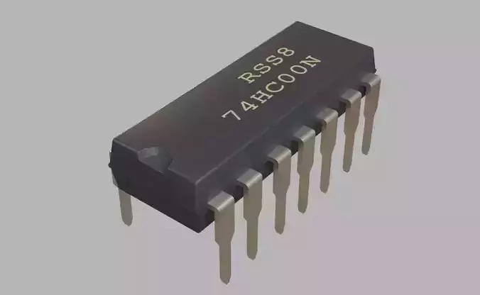 Microchip DIP 14 pin - Electronic parts Low-poly 3D model