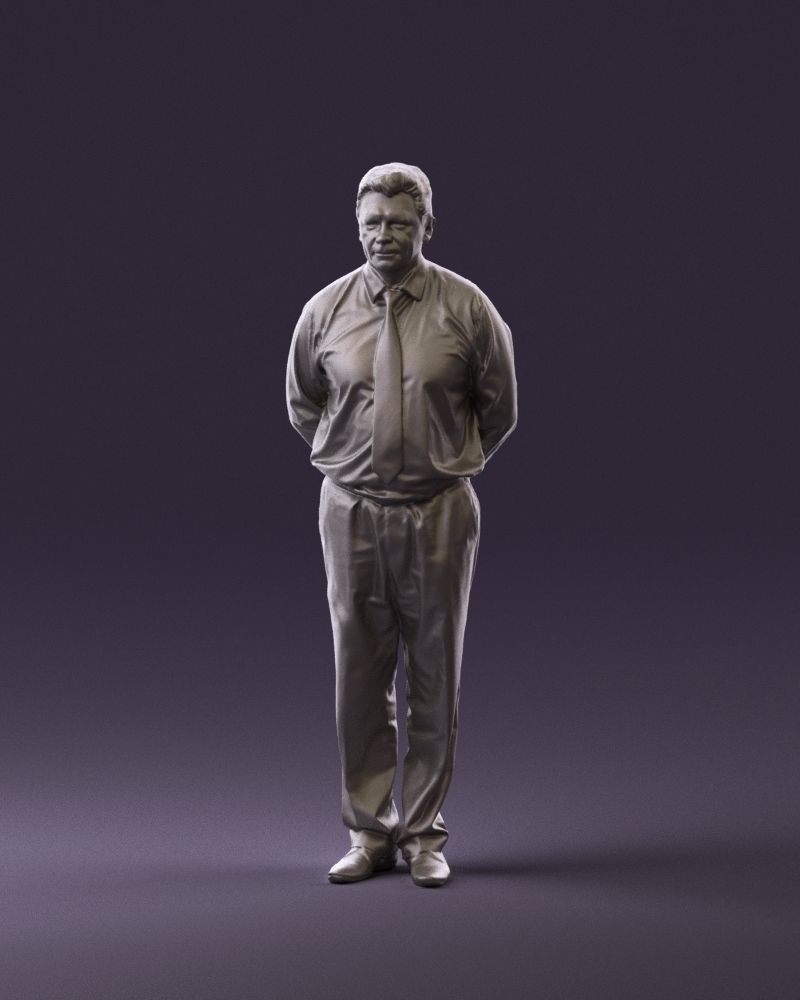 Man in office style hand behind inlock 0872 3D Print Ready 3D print model_11