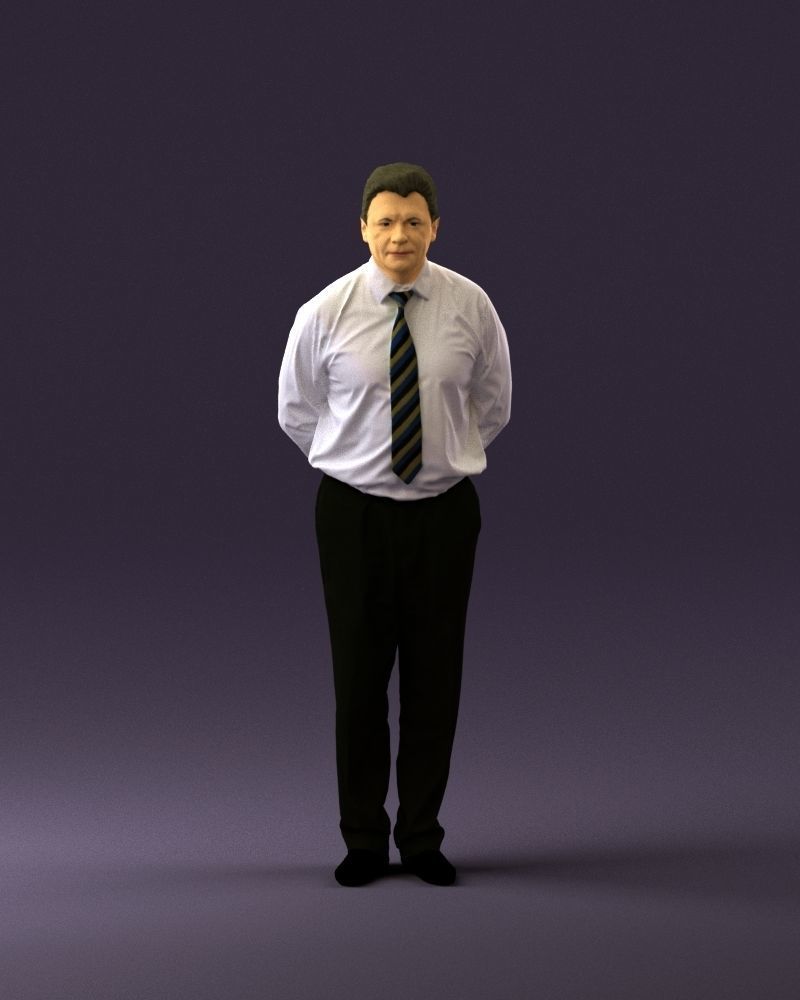 Man in office style hand behind inlock 0872 3D Print Ready 3D print model_13