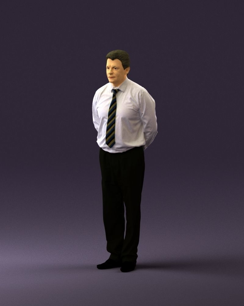 Man in office style hand behind inlock 0872 3D Print Ready 3D print model_22