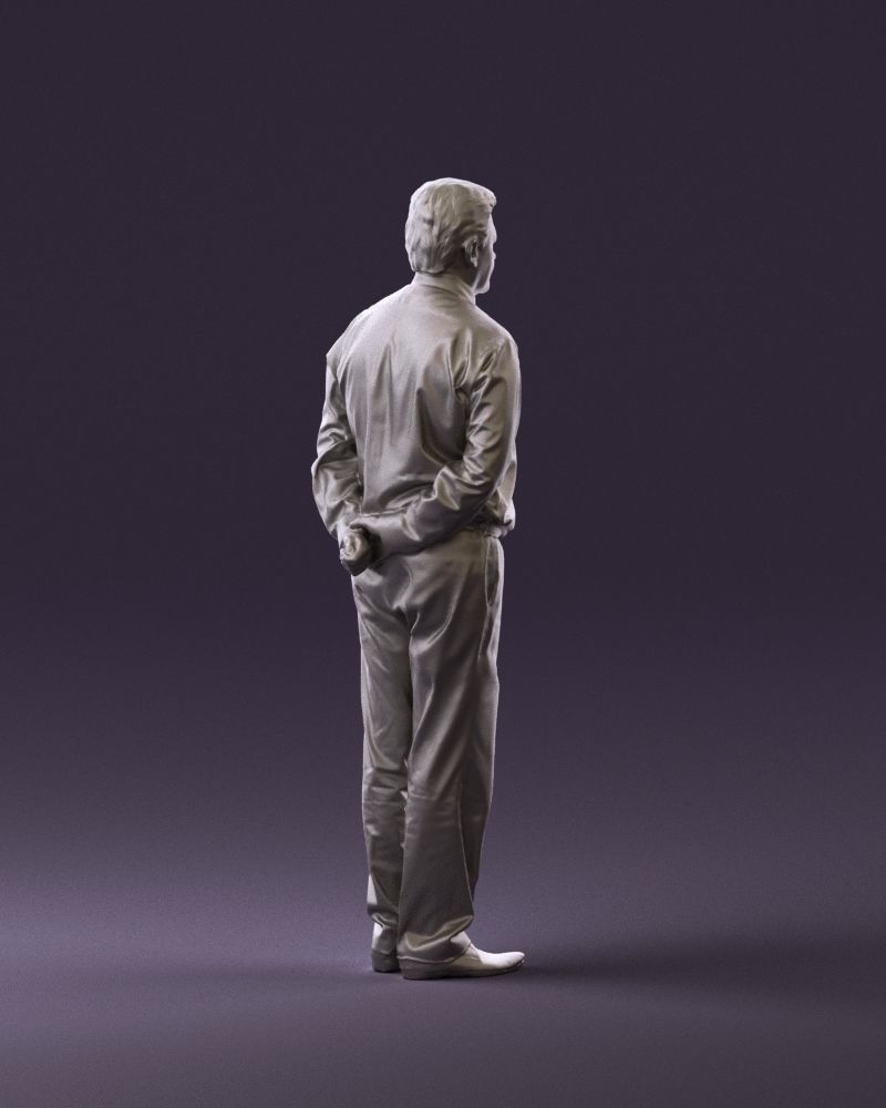Man in office style hand behind inlock 0872 3D Print Ready 3D print model_5