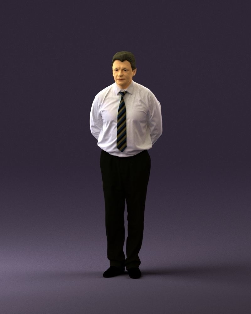 Man in office style hand behind inlock 0872 3D Print Ready 3D print model_23