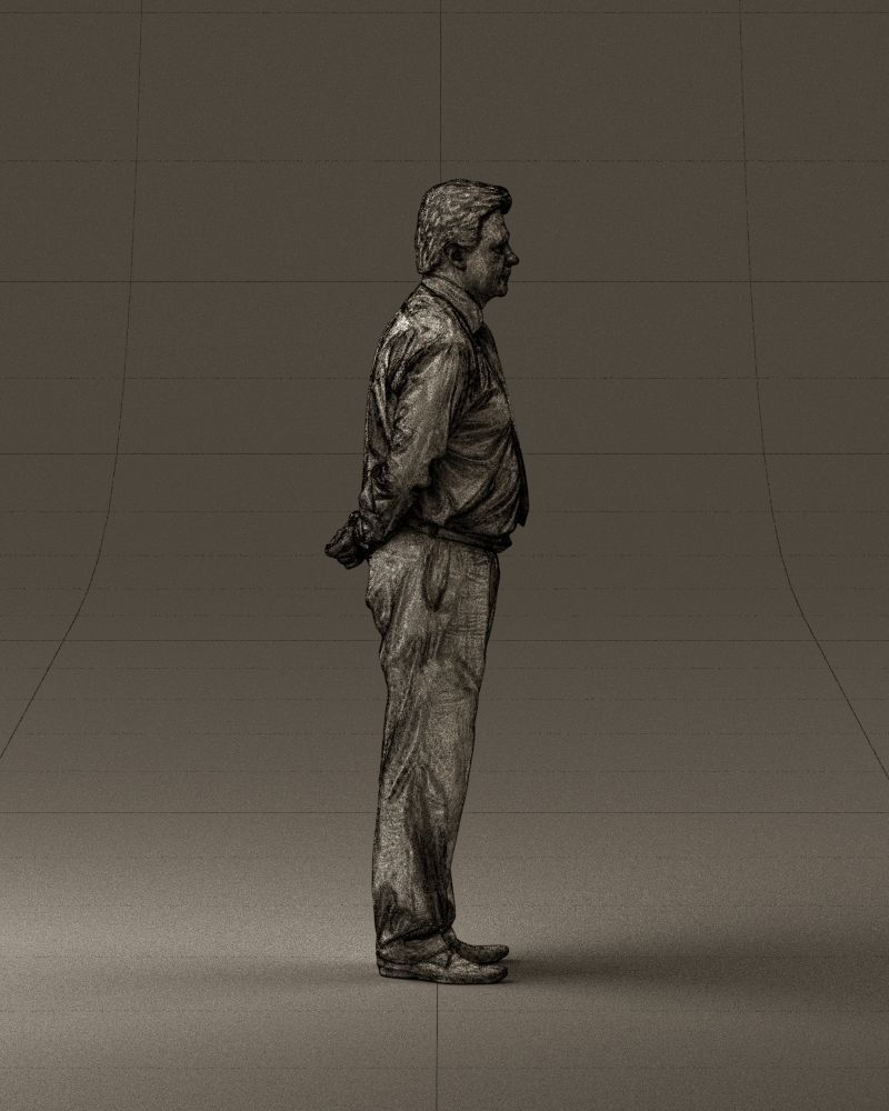 Man in office style hand behind inlock 0872 3D Print Ready 3D print model_28