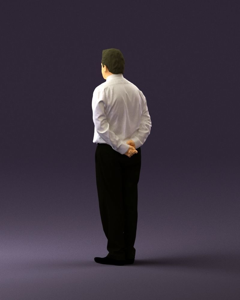 Man in office style hand behind inlock 0872 3D Print Ready 3D print model_19